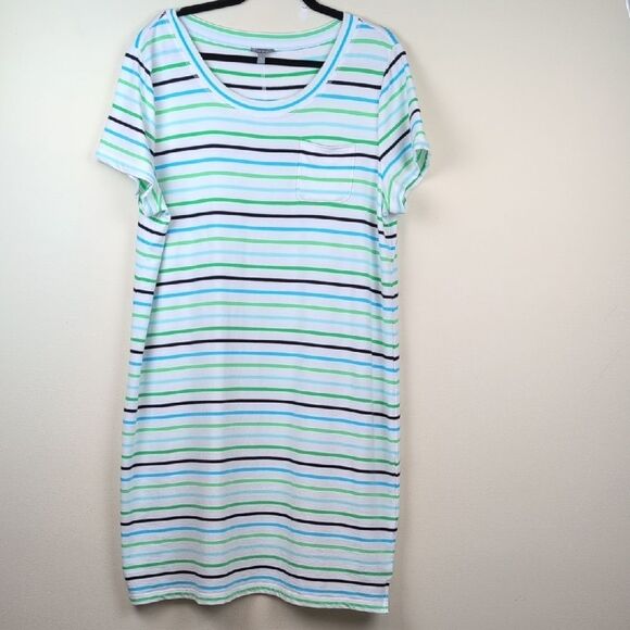 Talbot's T By Talbot's Short Sleeve Dress - Vast Multi Stripe Size XL - Picture 10 of 10